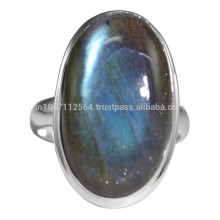 Natural Flashy Labradorite Gemstone &amp; Sterling Silver Solitaire Ring Gor Gift